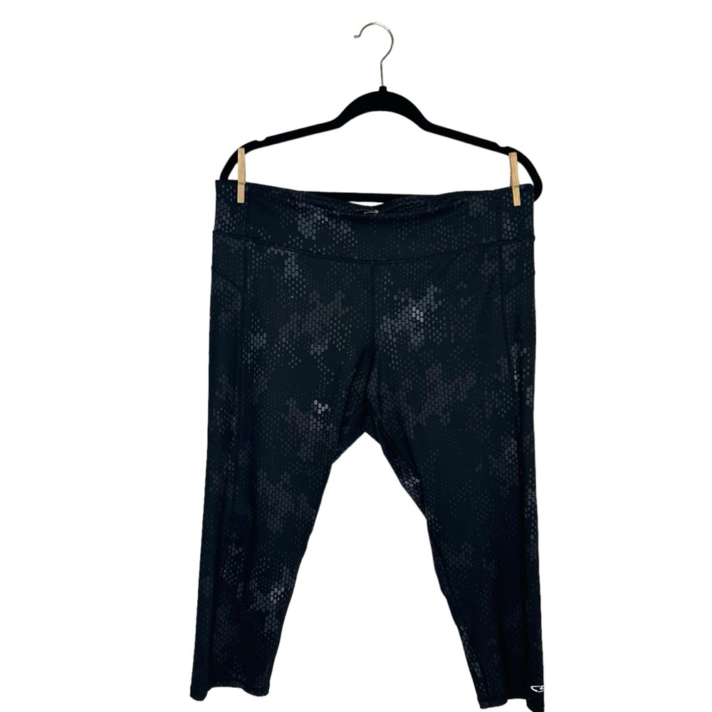 CHAMPION Leggings XXL Black White Spot Polka Dot Capri DuoDry
